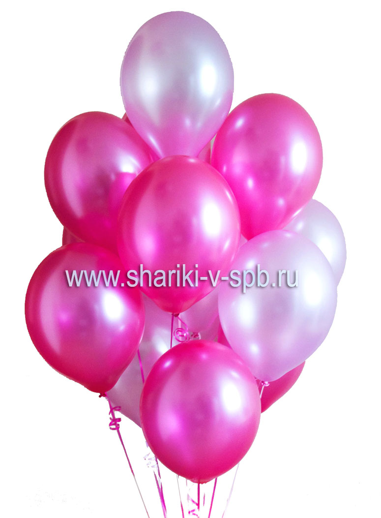 шарики ярко-розовые и нежно-розовые металлик